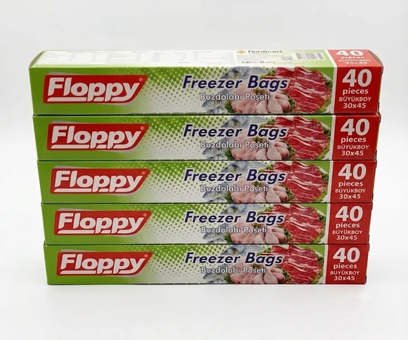 ŞeyliŞeyler - Floppy Büyük Boy Buzdolabı Poşeti 40x50 cm Kilitsiz - 5 Paket (200 Adet) ürün görseli 1