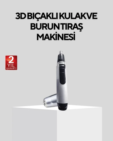 Burun Kulak ve Kaş Tıraş Makinesi 3D Keskin Bıçaklı Pil ile Çalışan ürün görseli 1