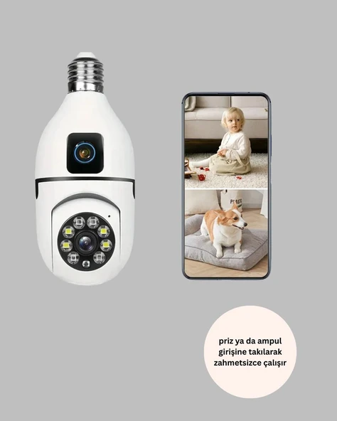 360 Derece Panoramik WiFi Kamera – Full HD Ev Güvenlik Sistemi ürün görseli 1