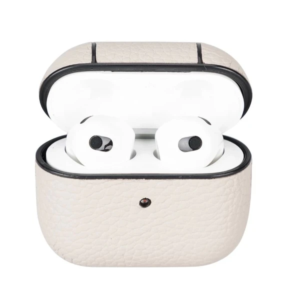 Apple AirPods 3.nesil Uyumlu Deri Kılıf Juni ERC3 Bej ürün görseli 1