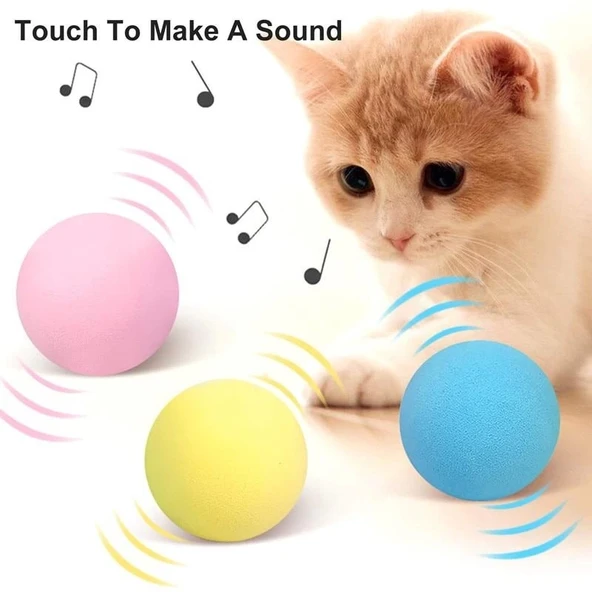 Sesli ve Akıllı Kedi Oyuncak Topu - 50 mm, Hayvan Sesli, Eğlenceli Kedi Oyuncağı ürün görseli 1