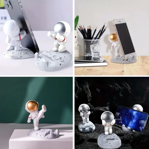 Mini Astronot Model Telefon ve Tablet Tutucu Standı - Resim 4