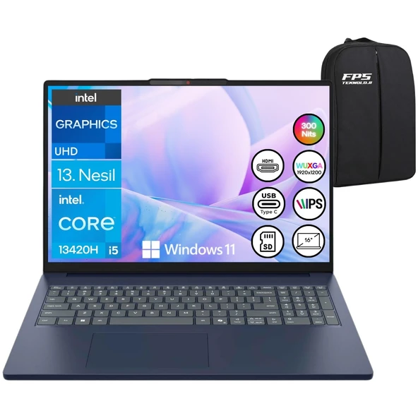 Ideapad Slim 3 I5-13420H 40GB Ram 512GB SSD 16" Wuxga W11 83K2001RTR Taşınabilir Bilgisayar ürün görseli 1