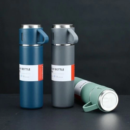 Paslanmaz Çelik Bardaklı Termos Seti 500 ML ürün görseli 1