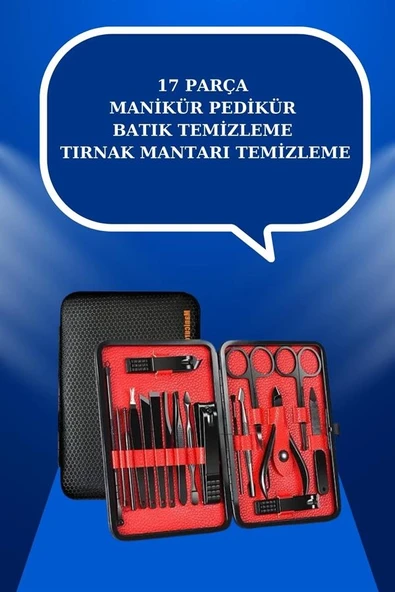 17 Parça El Ayak Bakım Seti Tırnak Temizleme Manikür Pedikür Cımbız Törpü Tırnak Makası ürün görseli 1