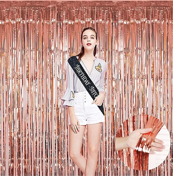 Rose Gold Püsküllü Kapı Perdesi - Resim 4