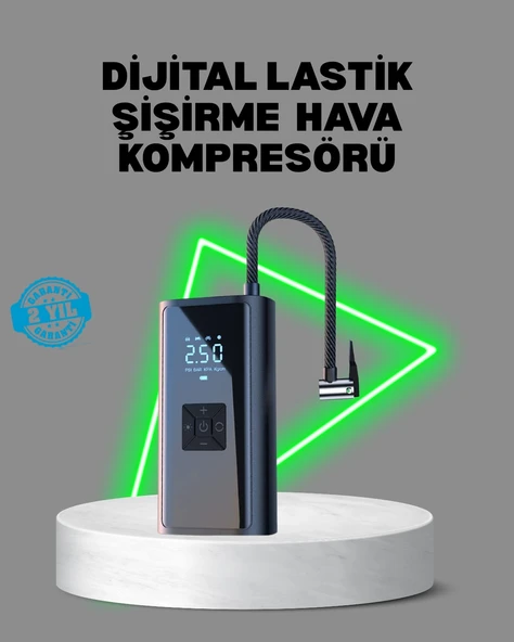 80W Kablosuz Dijital Ekranlı Taşınabilir Lastik Şişirme Pompası ürün görseli 1