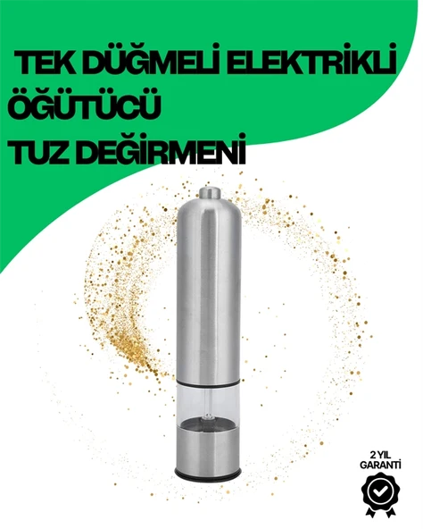 Şeffaf Hazneli Elektrikli Tuz Karabiber Öğütücü Pilli Taşınabilir Mutfak Aleti ürün görseli 1