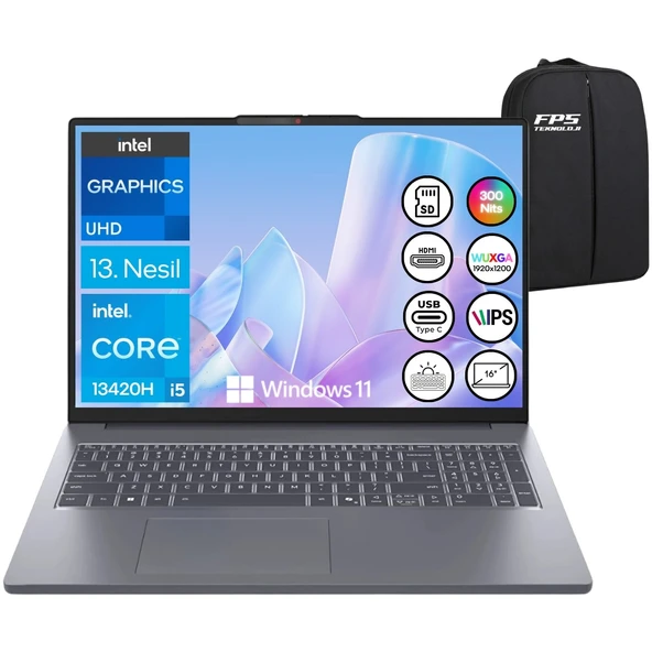 Ideapad Slim 3 I5-13420H 24GB Ram 1tb SSD 16" Wuxga W11 83K20077TR Taşınabilir Bilgisayar ürün görseli 1