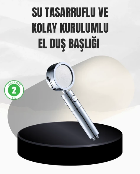 Kolay Montajlı 3 Modlu Yüksek Basınç Duş Başlığı ürün görseli 1