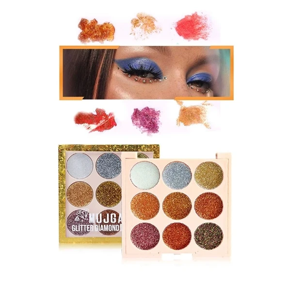 9 Renk Glitter Diamond Far Paleti - 2'li Set - Resim 5