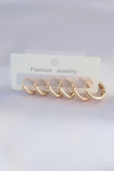 Pirinç Gold Renk Oval Küpe Seti ürün görseli 1
