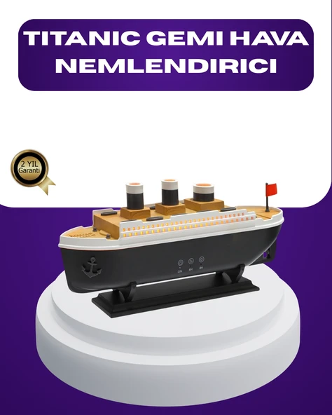 Titanik Gemi Tasarımlı LED Işıklı Hava Nemlendirici Buhar Efektli Oda Difüzörü ürün görseli 1