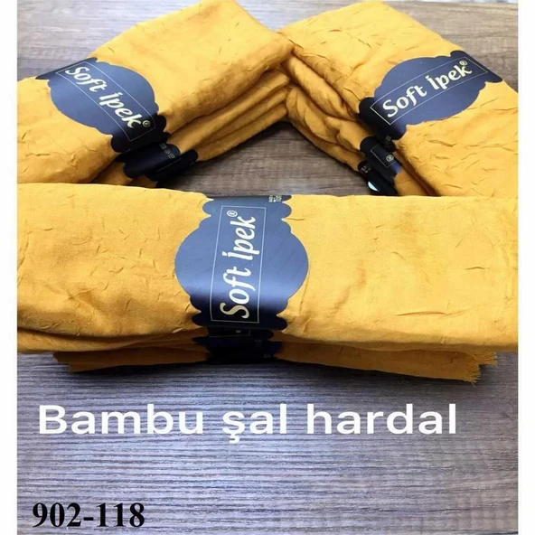 Soft İpek Bambu Pamuk Şal (hardal) 902-118 - Resim 2