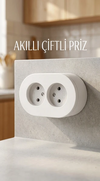İkili Beyaz Topraklı Priz Sıva Üstü Duvar Kullanımı ürün görseli 1