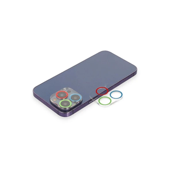 İphone 13 Pro Renkli Kamera Lens Koruma Cam - Mavi-yeşil ürün görseli 1