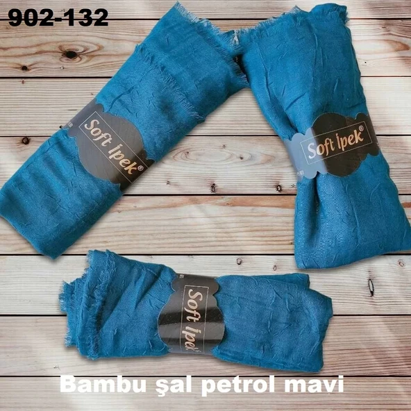 Soft İpek Bambu Pamuk Şal (Petrol mavi) 902-132 ürün görseli 1