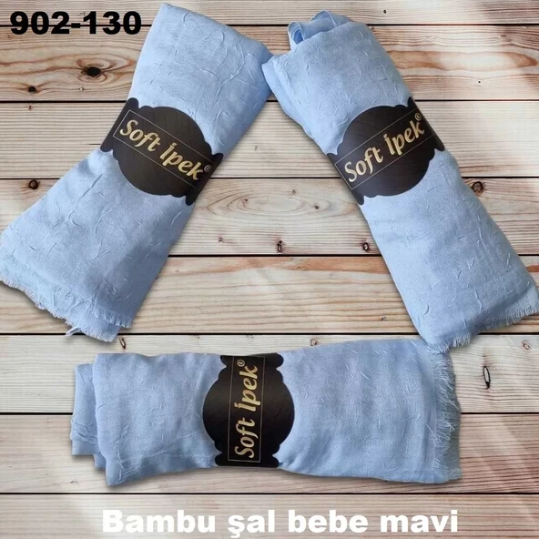 Soft İpek Bambu Pamuk Şal (bebe mavi) 902-130 ürün görseli 1