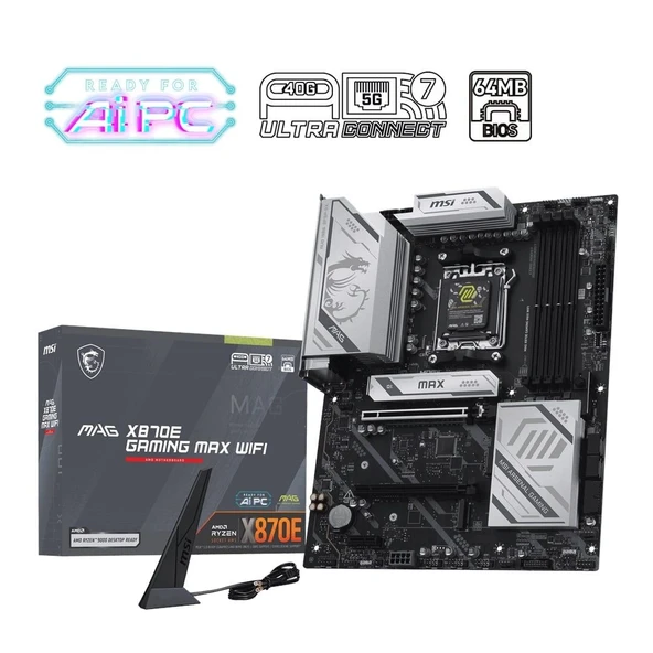 MSI MAG X870E GAMING MAX WIFI AM5 DDR5 8200(OC)MHz ATX Anakart ürün görseli 1