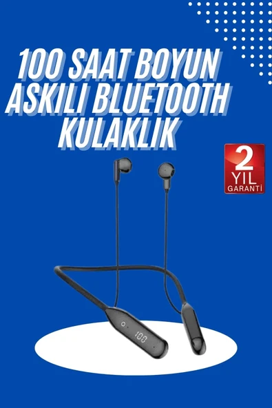 100 Saat Kablolu Boyun Askılı Dijital Göstergeli Bluetooth Kulaklık ürün görseli 1