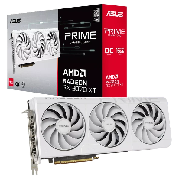 ASUS PRIME Radeon RX 9070XT 16GB PRIME-RX9070XT-O16G-WHITE GDDR6 256Bit Ekran Kartı ürün görseli 1