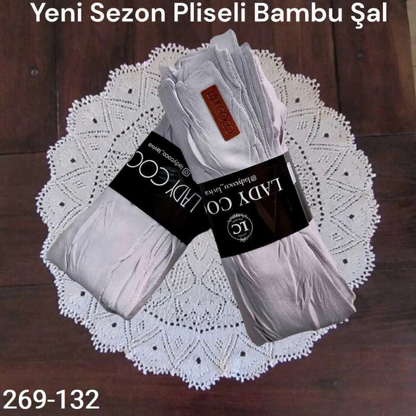 Lady Coco Pliseli Bambu Şal 269-132 (gümüs gri) ürün görseli 1