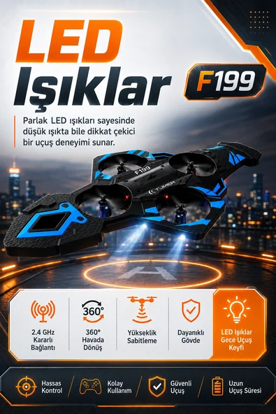 Işıklı Gövdeli Uzaktan Kumandalı Drone Oyuncak 360 Derece Takla Atabilen Uçuş Seti ürün görseli 1