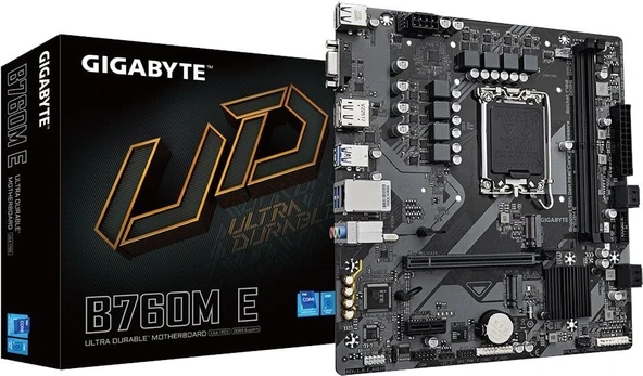 GIGABYTE B760M-E Intel B760 Soket 1700 DDR5 7200MHz mATX Anakart ürün görseli 1