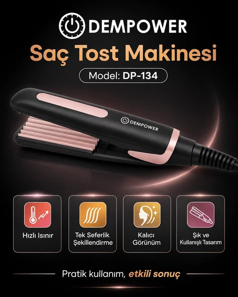 Tek Seferlik Şekillendirme İçin Saç Tost Makinesi ve Kalıcı Görünüm Veren Saç Şekillendirici ürün görseli 1