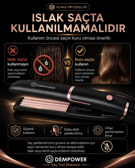 Kadınlar İçin Dalgalı ve Hacimli Görünüm Sağlayan Profesyonel Saç Tost Şekillendirme Makinesi ürün görseli 1