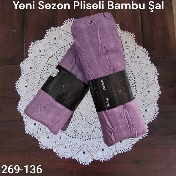 Lady Coco Pliseli Bambu Şal 269-136 (açık leylak) ürün görseli 1