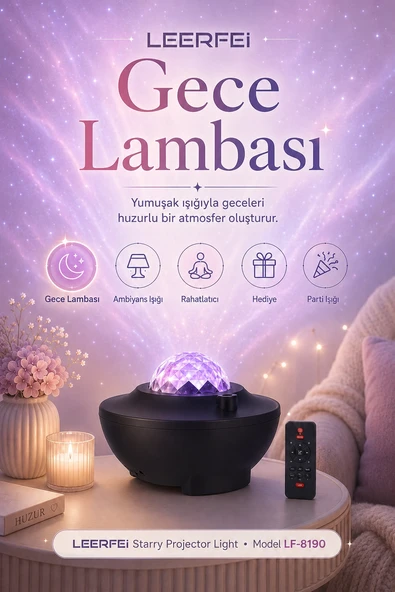 FM Destekli Yıldız Projektör Işığı Gece Lambası Rahatlatıcı Ortam Aydınlatmalı ürün görseli 1