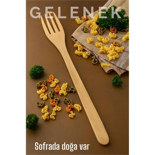 Doğal Gürgen Ağacı Servis Çatalı – 25 cm, El Yapımı Ahşap Mutfak Gereci 722244 ürün görseli 1
