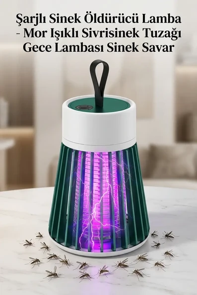 Kullanışlı Mor Işıklı Sineksavar Lamba Şarjlı Tek Tuşlu Koruyucu Gövdeli Ürün Modeli ürün görseli 1