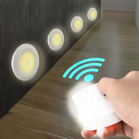 3lü Uzaktan Kumandalı Pilli Yapışkanlı Kablosuz Led Spot Lambalar ürün görseli 1