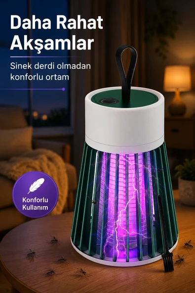Taşınabilir Mor Işıklı Sineksavar Lamba Koruyucu Gövdeli Pratik Kullanım Cihazı ürün görseli 1