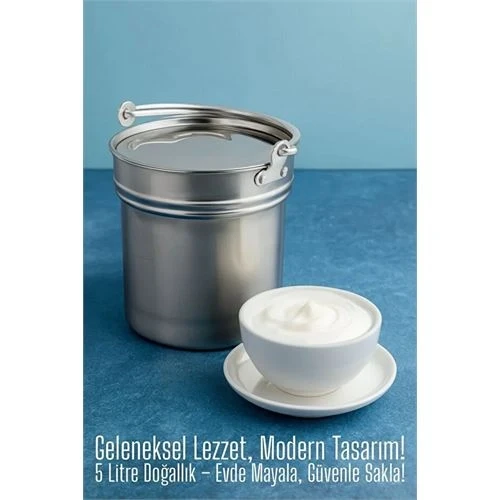 Yoğurt Bakracı – Paslanmaz Çelik 5 Litre |  Kapaklı, Hijyenik ve Dayanıklı 719597 ürün görseli 1