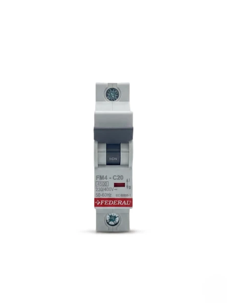 Eco Lounge FEDERAL 1X20 A C Tipi 4.5Ka Otomatik Sigorta FM4 9EG-C0431-SD20 ürün görseli 1