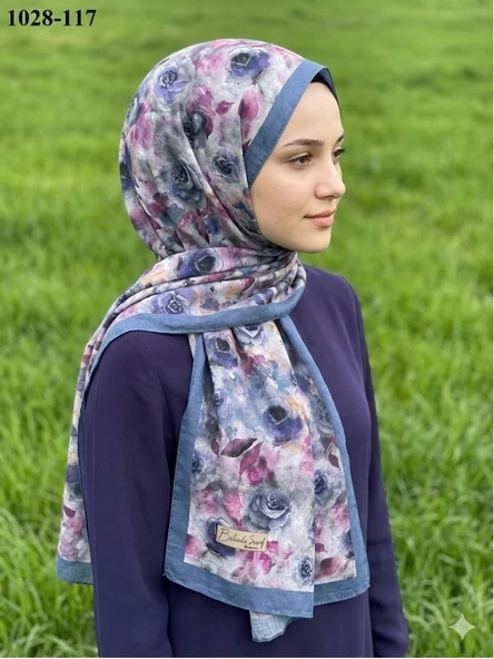 Belinda Scarf Bambu Kraş Pamuk Şal (İndigo) 1028-117 ürün görseli 1