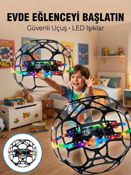 El Hareketi Kontrollü Futbol Topu Tasarımlı Drone LED Işıklı ürün görseli 1