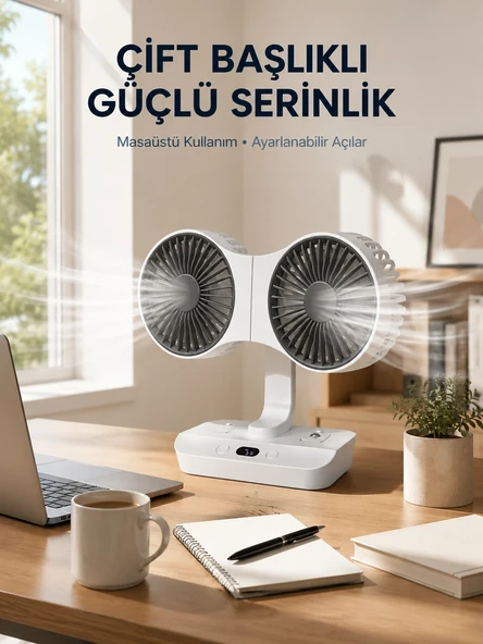 Çift Yöne Hava Üfleyen Masa ve Duvar Tipi Vantilatör ürün görseli 1