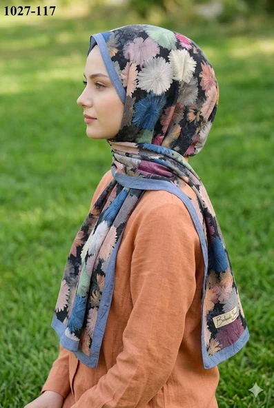 Belinda Scarf Bambu Kraş Pamuk Şal (İndigo) 1027-117 ürün görseli 1
