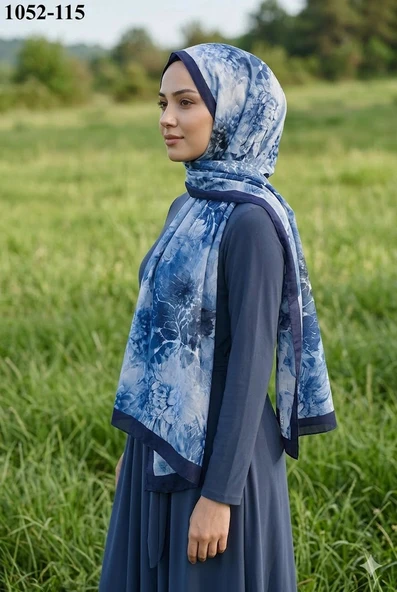 Moon Scarf Bambu Kraş Pamuk Şal (Lacivert) 1052-115 ürün görseli 1
