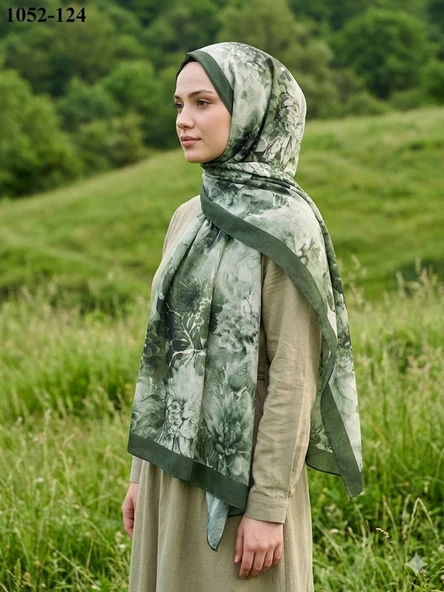 Moon Scarf Bambu Kraş Pamuk Şal (Yeşil) 1052-124 ürün görseli 1