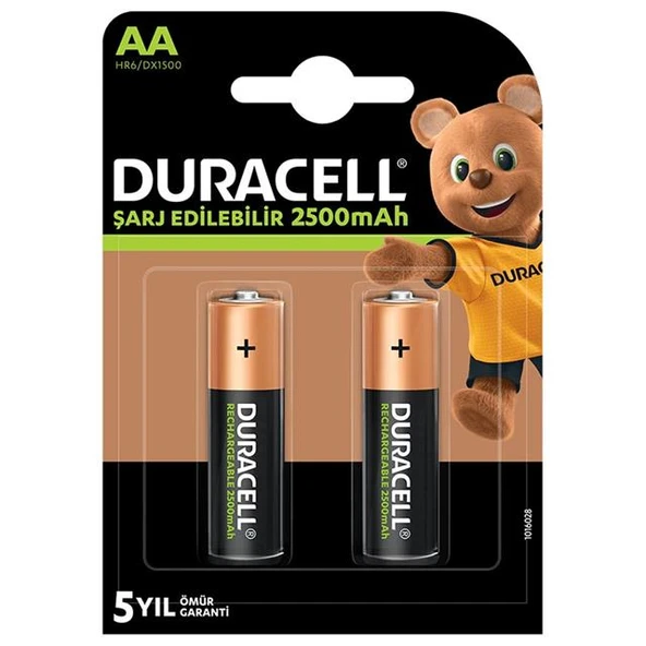 Duracell AA Şarjlı 2500 Ma Pil 2'Li ürün görseli 1