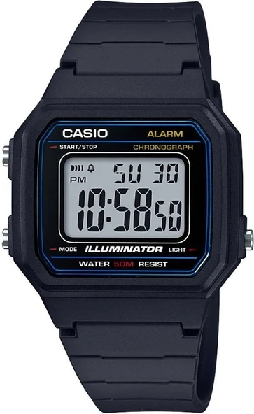 CASIO W-217H-1AVDF SİLİKON KORDON DİJİTAL ERKEK KOL SAATİ ürün görseli 1