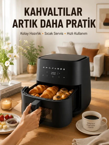 Air Fryer Mutfak Pişirme Cihazı Çok Programlı Dokunmatik ürün görseli 1