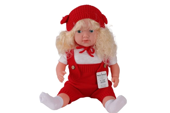 5214 60 CM TRİKOLU TULUMLU SAÇLI BÜYÜK BEBEK ürün görseli 1
