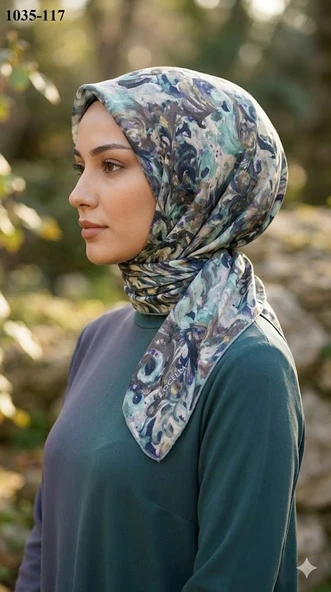 Locella Soft Pamuk Eşarp (mint-lila) 1035-117 ürün görseli 1