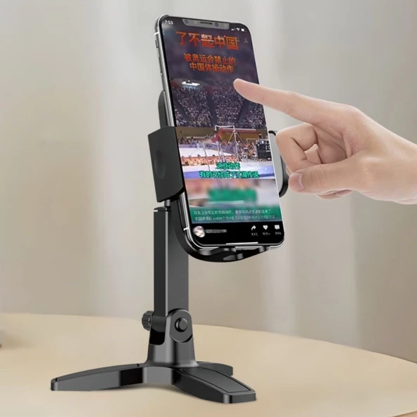 Masaüstü Telefon Standı 360 Derece Dönebilen Başlıklı Ayaklı Telefon Tripodu ürün görseli 1